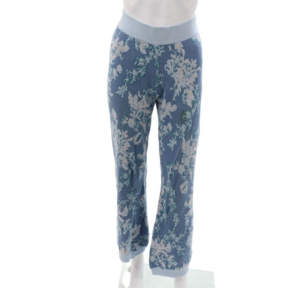 Love Shack Fancy Womens Blue Floral Knit Lounge Pants Fall Size S
